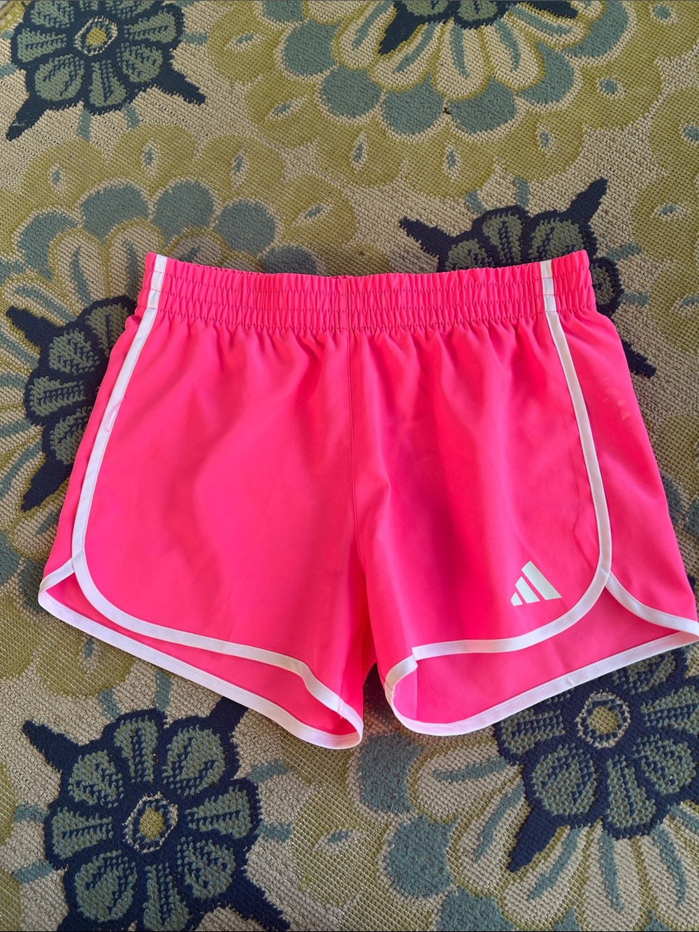 adidas Hot Pink Athletic Shorts with White Trim